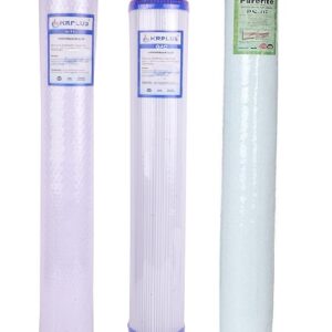 KRPLUS® 20 Inch CTO Filter + GAC Granular Carbon Filter + Spun Filter RO Replacement Filter Set for 50/100 LPH Commercial (CTO, GAC, PP Spun)- 20 Inch, 2.5 Inch OD Dia 20 inch ro plant filter 300x300 20