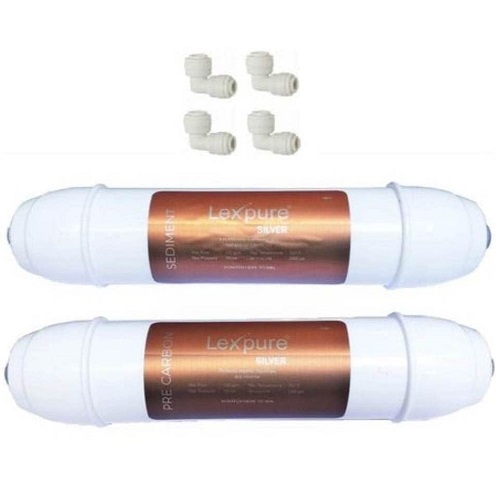 Lexpure Silver Pre-Carbon + Sediment Filter 1/4 Inch Inlet | RO Inline Filter Set (10-Inch) lexpure sediment carbon filter 34