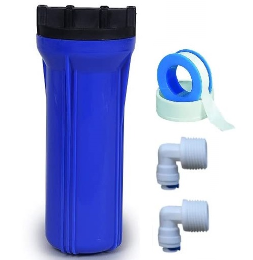 RILLSRO 10 Inch Jumbo Prefilter Housing 1/2 Inch Inlet/Outlet Suitable For 25 LPH RO/Geyser/Washing Machine, Blue