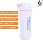 rillsro pre filter housing food grade material pp housing, pp spun filter, 2 m 3/8″ (10 mm) pipe tube, spanner, teflon tape, 3/8″ (10 mm) elbow – 2 pieces compatible with kent ro water purifier (white)