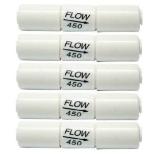 RILLSRO RO Plastic Flow Restrictor 450 With Quick In Built Fitting Connector For Water Purifier 1/4 Inch Piping White (Pack Of 5)
