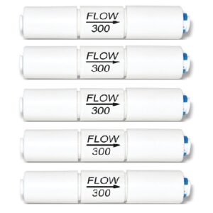 RILLSRO RO Plastic Flow Restrictor 300 With Quick In Built Fitting Connector For Water Purifier 1/4 Inch Piping White (Pack Of 5)