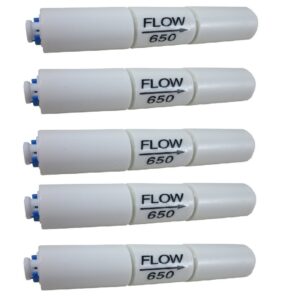 RILLSRO RO Plastic Flow Restrictor 650 With Quick In Built Fitting Connector For Water Purifier 1/4 Inch Piping White (Pack Of 5)